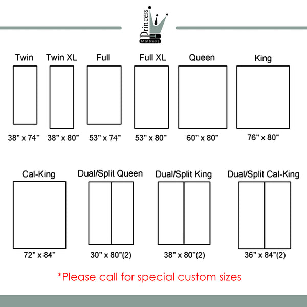 Princess Mattress sizes